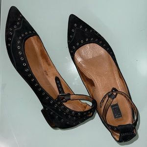 Frye Black Suede Pointy Flats